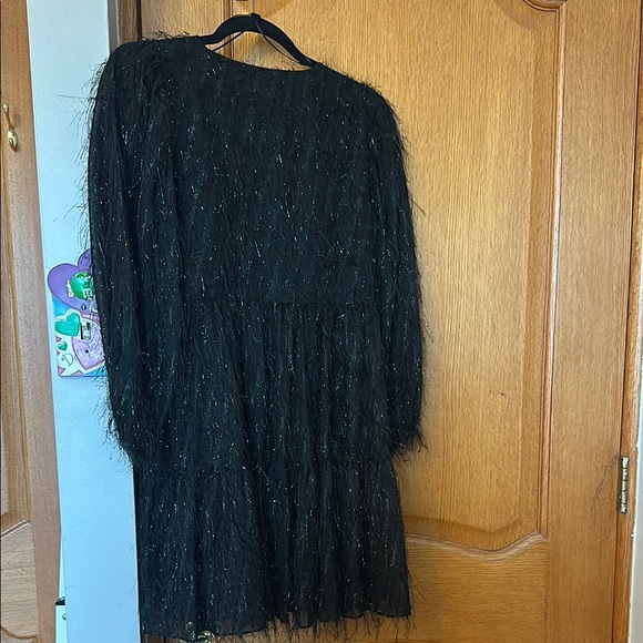 Zara Black Sequin Feather Dress - Picture 3 of 3